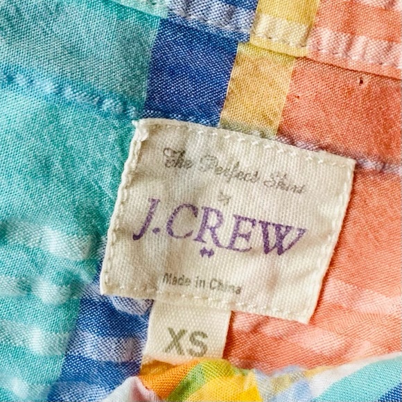 J Crew Pastel Plaid Button Down Top XS - Picture 3 of 5